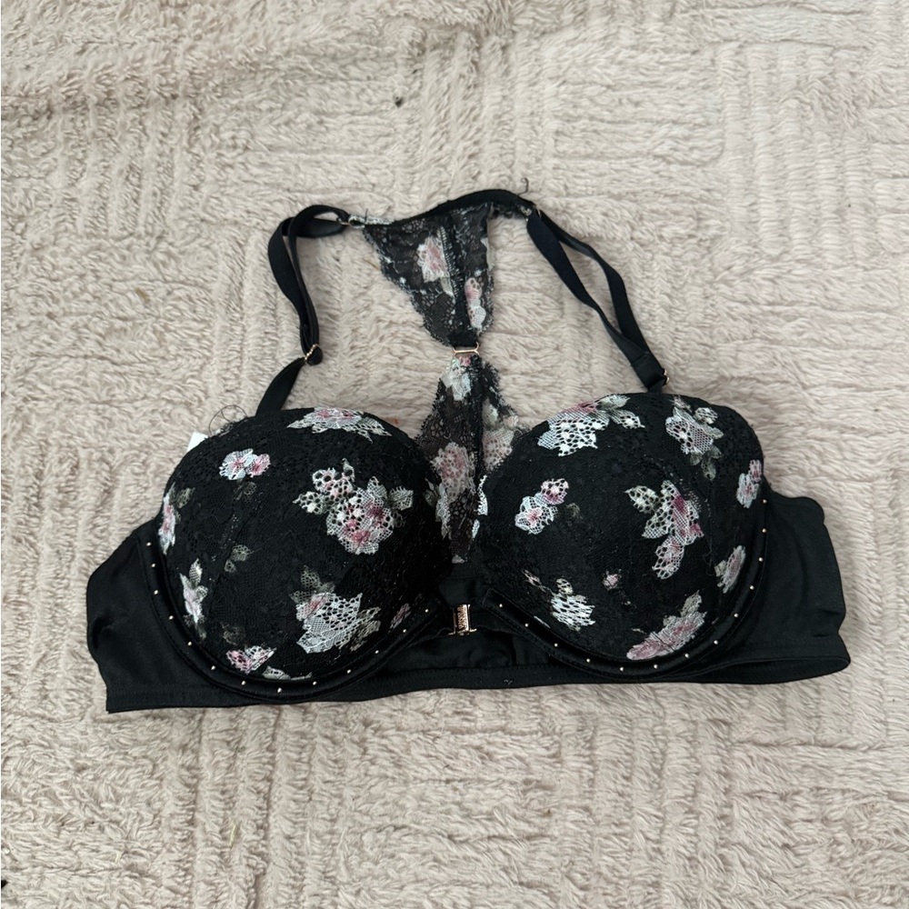 Victoria's Secret Black Floral Lace Bra